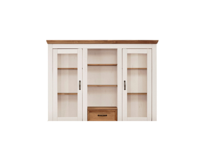 Oratória de madeira Branco lavado e cera com portas de vidro | Coleção England